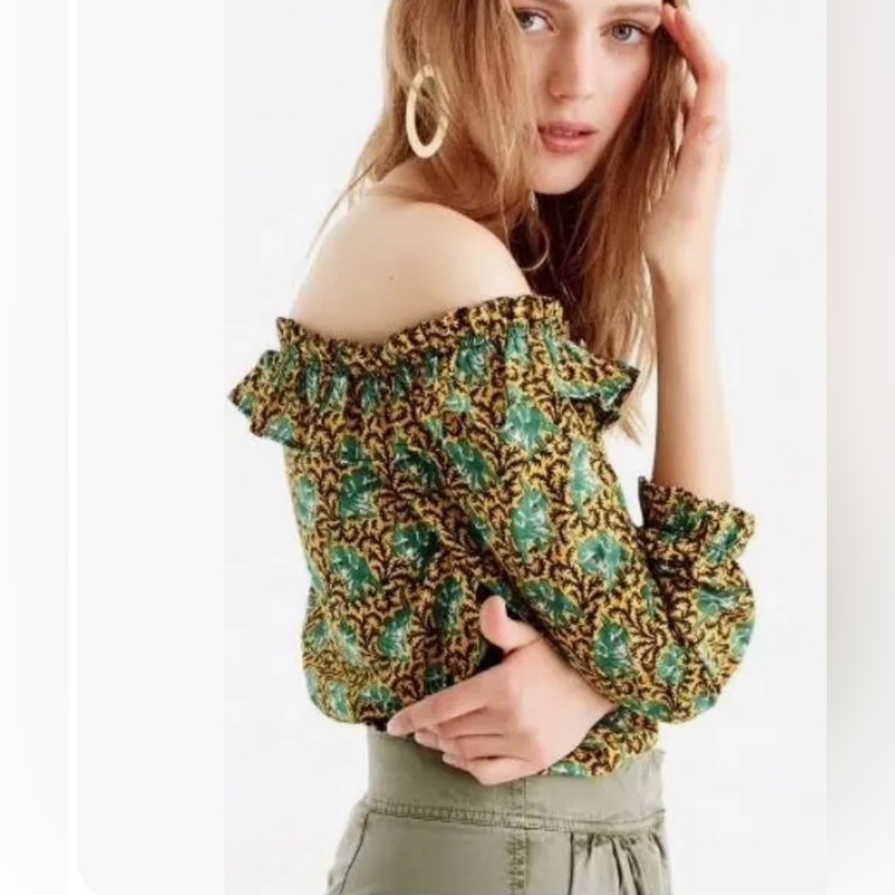J. CREW Ruffled Elephant Print Blouse - Picture 2 of 15